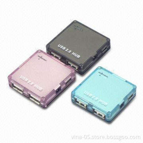 Smallest 4-port USB 2.0 Hub with Different Colors, Supports Plug-and-play Function